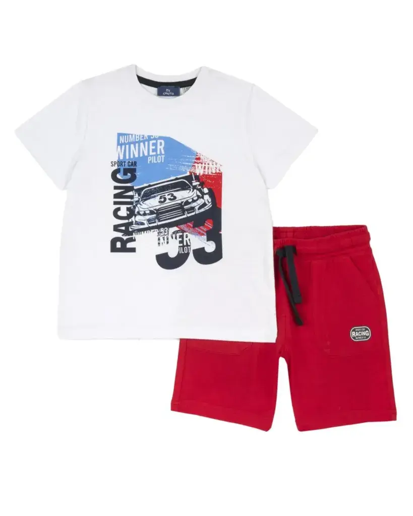 Chicco Set za dječake Racing, Bijelo-crveni