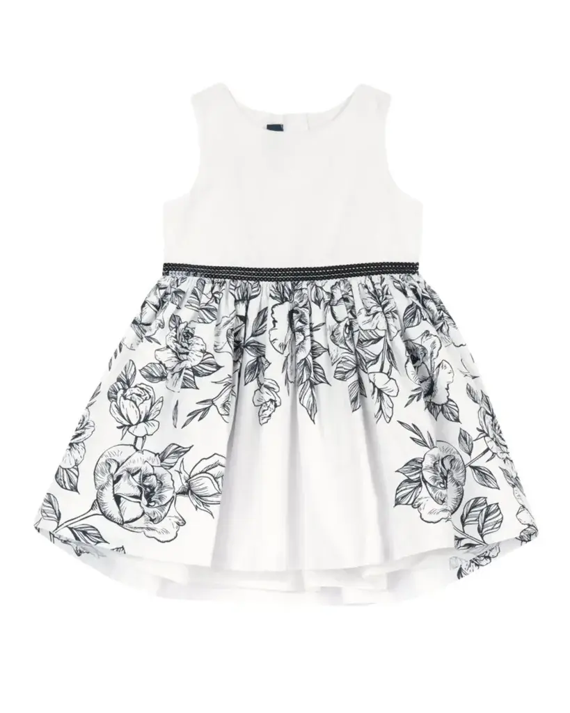 Chicco Haljina za djevojčice Flower print, Bijelo-crna