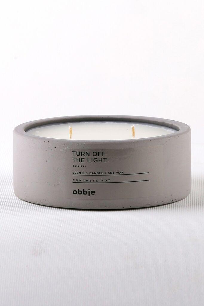 Aberto Design Svijeća od betona Turn Off The Light, miris parafina i soje, 12 cm, siva