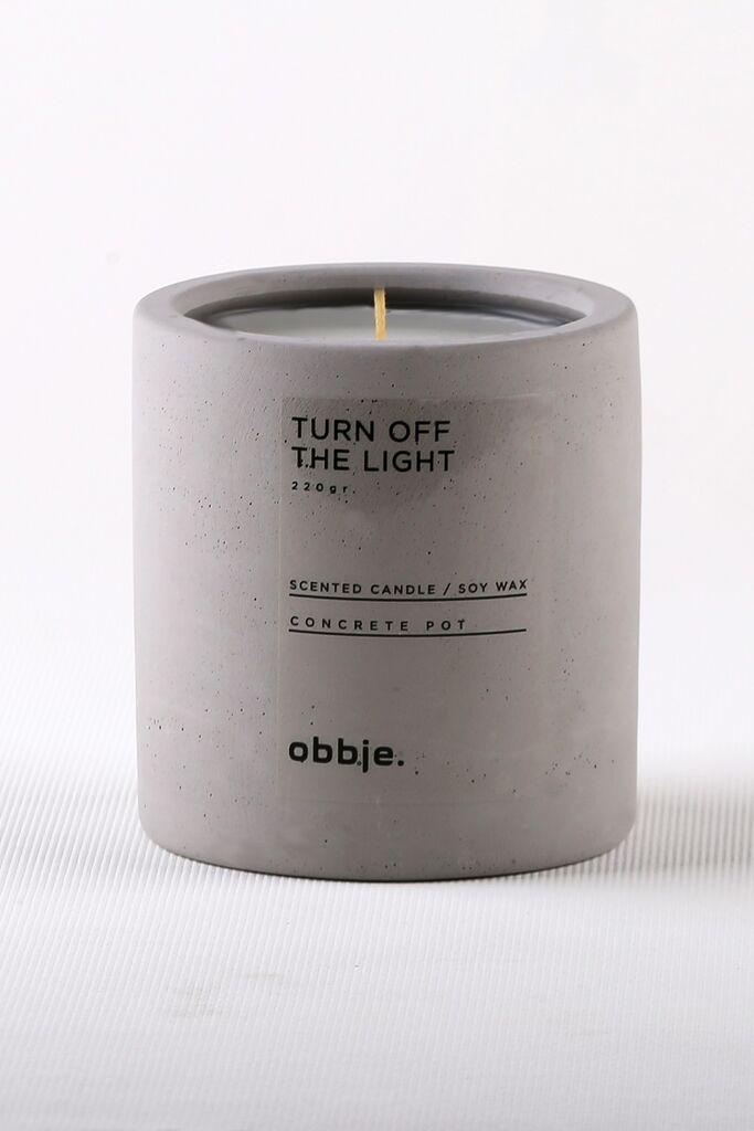 Aberto Design Betonska svijeća Turn Off The Light Verti, miris kakaa, parafina i soje, 8,5 cm, siva