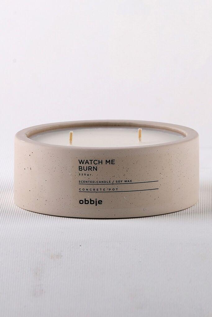 Aberto Design Watch Me Burn ravna betonska svijeća, miris ćilibara, 12 cm, bež