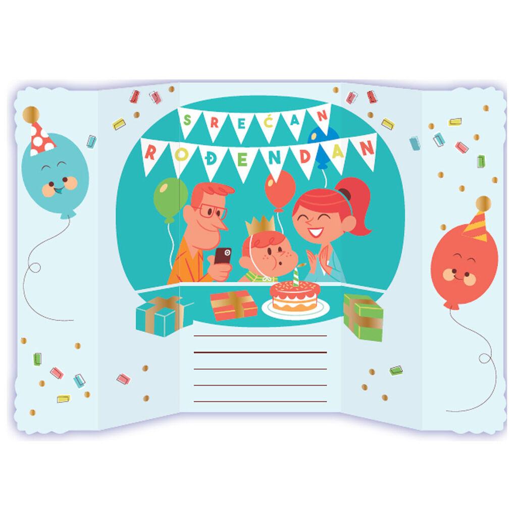 Vrabac Čestitka Srećan rođendan za dječaka Aloha, Svijetloplava