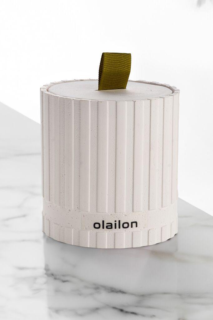 Aberto Design Betonska svijeća Sutun, Miris ćilibara, parafina i soje, 8 cm, Bijelo-zelena