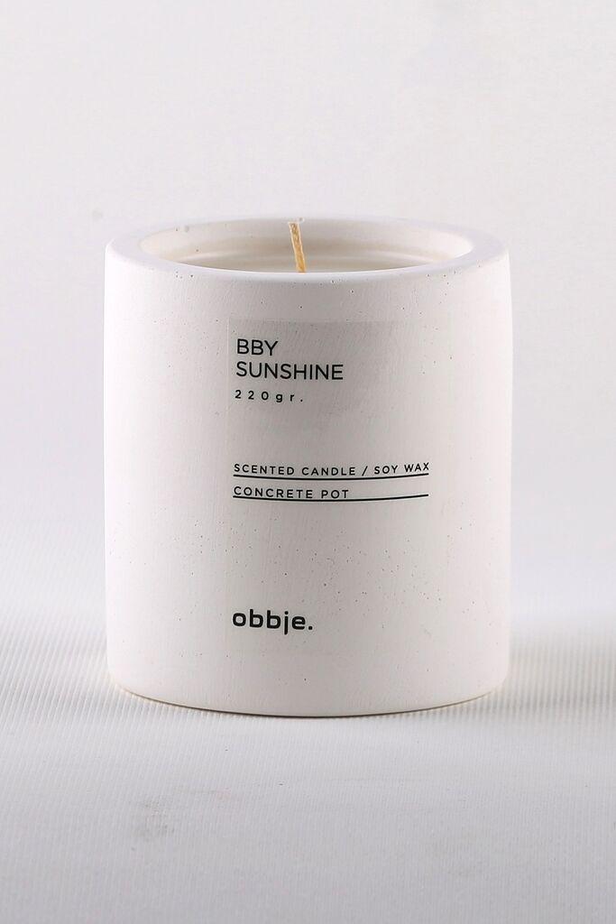 Aberto Design Betonska svijeća Bby Sunshine Verti, Miris sandalovine, parafina i soje, 8,5 cm, Bijela