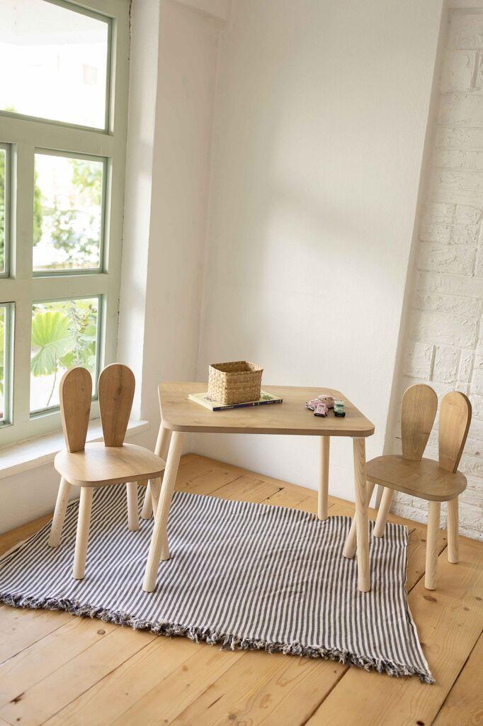 Hanah Home Dječiji set Bunny Set od dvije stolice, Sto i 2 stolice, Bež