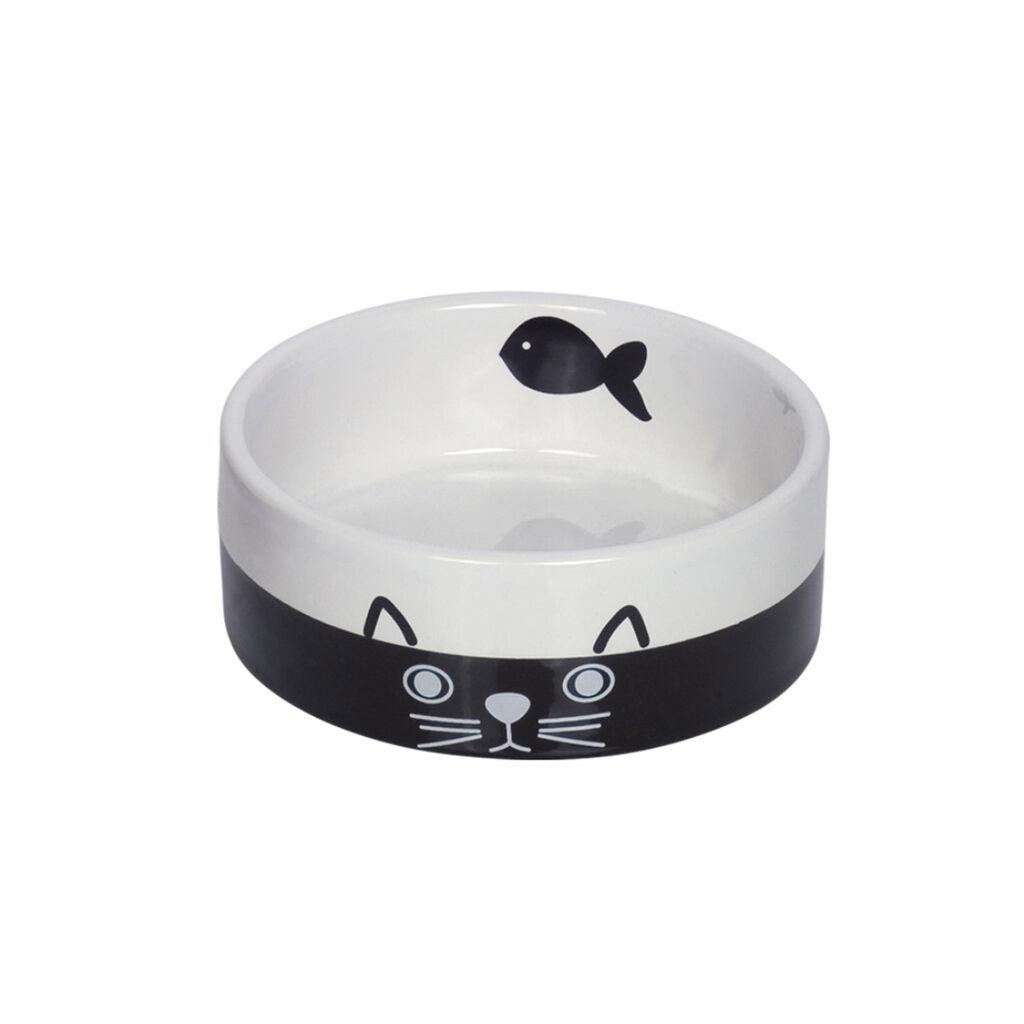 Nobby Posuda za vodu Face, 12cm, 250ml, Crno-Bijela