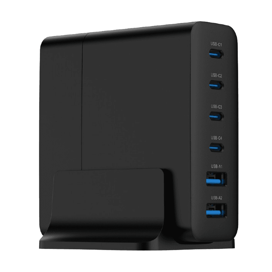 Gembird USB brzi punjač TA-UC-2A4C-PD75-01-BK, 75W, 6 Portova, Tip-C, Crni