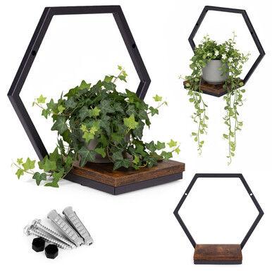 ModernHome Zidni stalak za biljke, 35x19x30.5cm, Crni