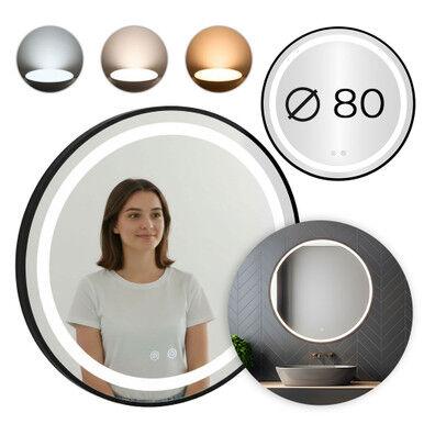 ModernHome LED Ogledalo za kupaonicu, Okruglo, 80cm, Crno