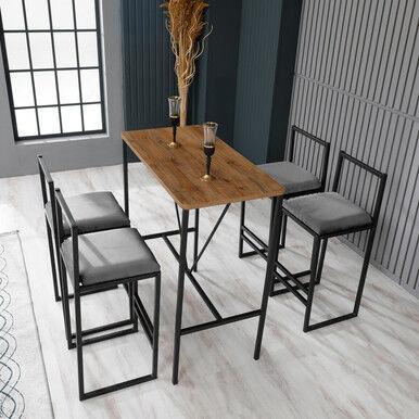 Hanah Home Set barskih stolova i stolica Nordic, 5 komada, Sivi