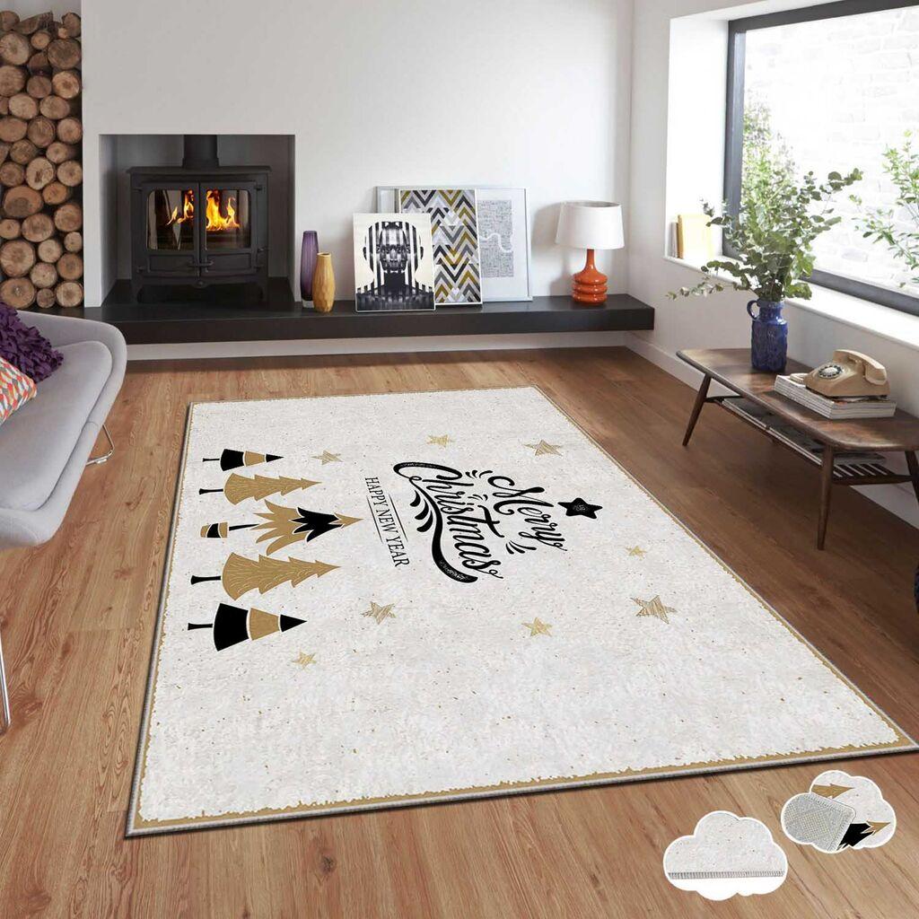 Conceptum Hypnose tepih s novogodišnjim motivima Asr-Crpt-58, Pravougaoni, 140 x 220 cm, Bež