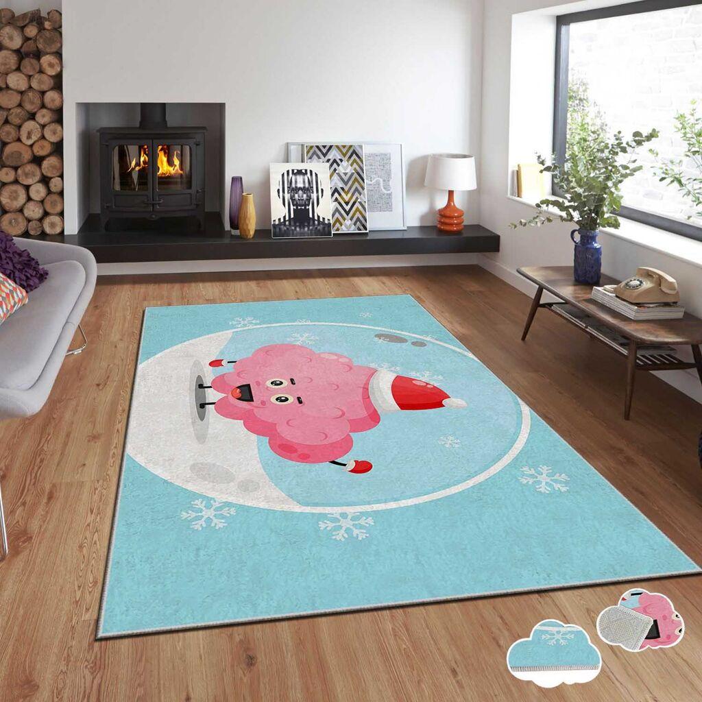 Conceptum Hypnose Tepih sa novogodišnjim motivima Asr-Crpt-31, Pravougaoni, 140 x 220 cm, Plavi