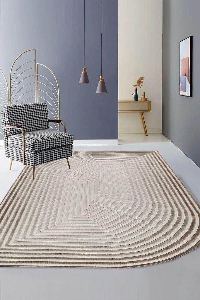 Conceptum Hypnose tepih Amorf-Ar004, Ovalan, 80 x 300 cm, Krem-bež