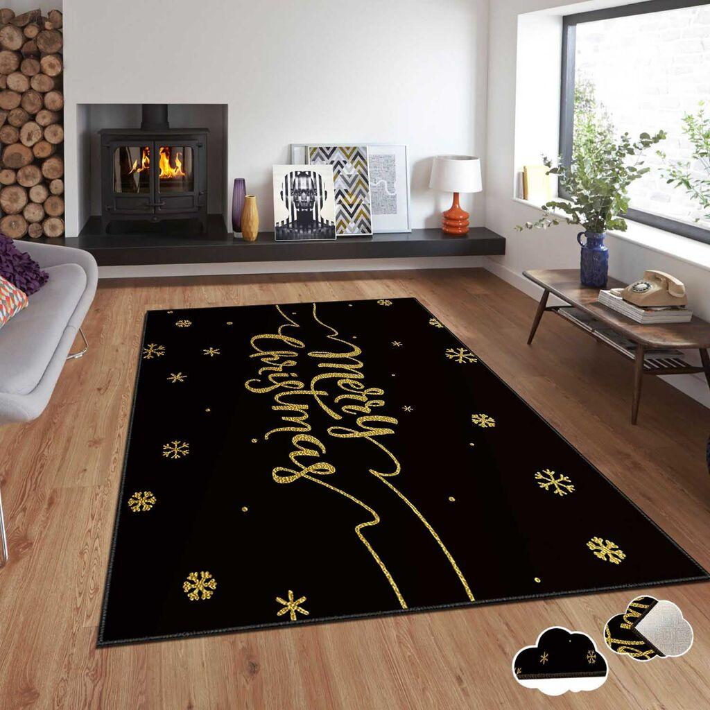 Conceptum Hypnose Tepih sa novogodišnjim motivima Asr-Crpt-25, Pravougaoni, 140 x 220 cm, Crni