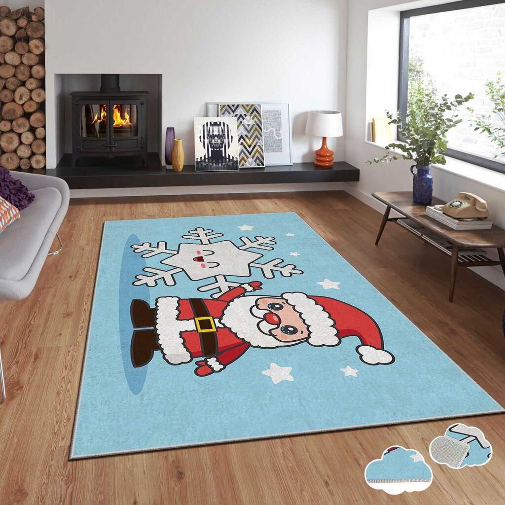 Conceptum Hypnose tepih s novogodišnjim motivima Asr-Crpt-33, pravokutni, 100 x 140 cm, plavi