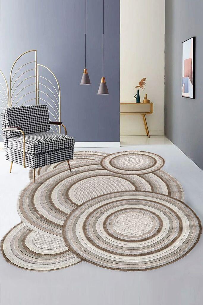 Conceptum Hypnose tepih Amorf-Ar002, okrugli, 100 x 300 cm, krem-bež