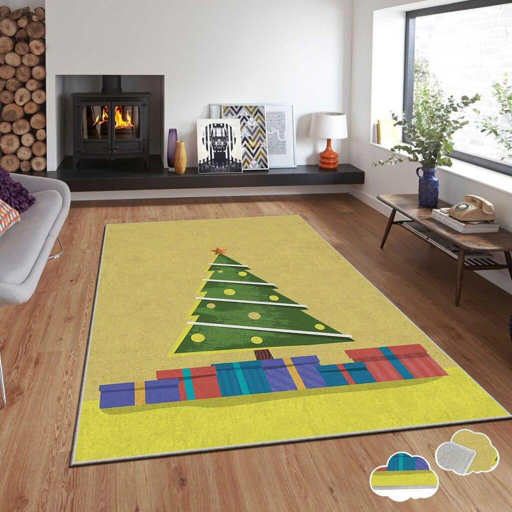 Conceptum Hypnose Tepih sa novogodišnjim motivima Asr-Crpt-10, Pravougaoni, 100 x 180 cm, Žuti