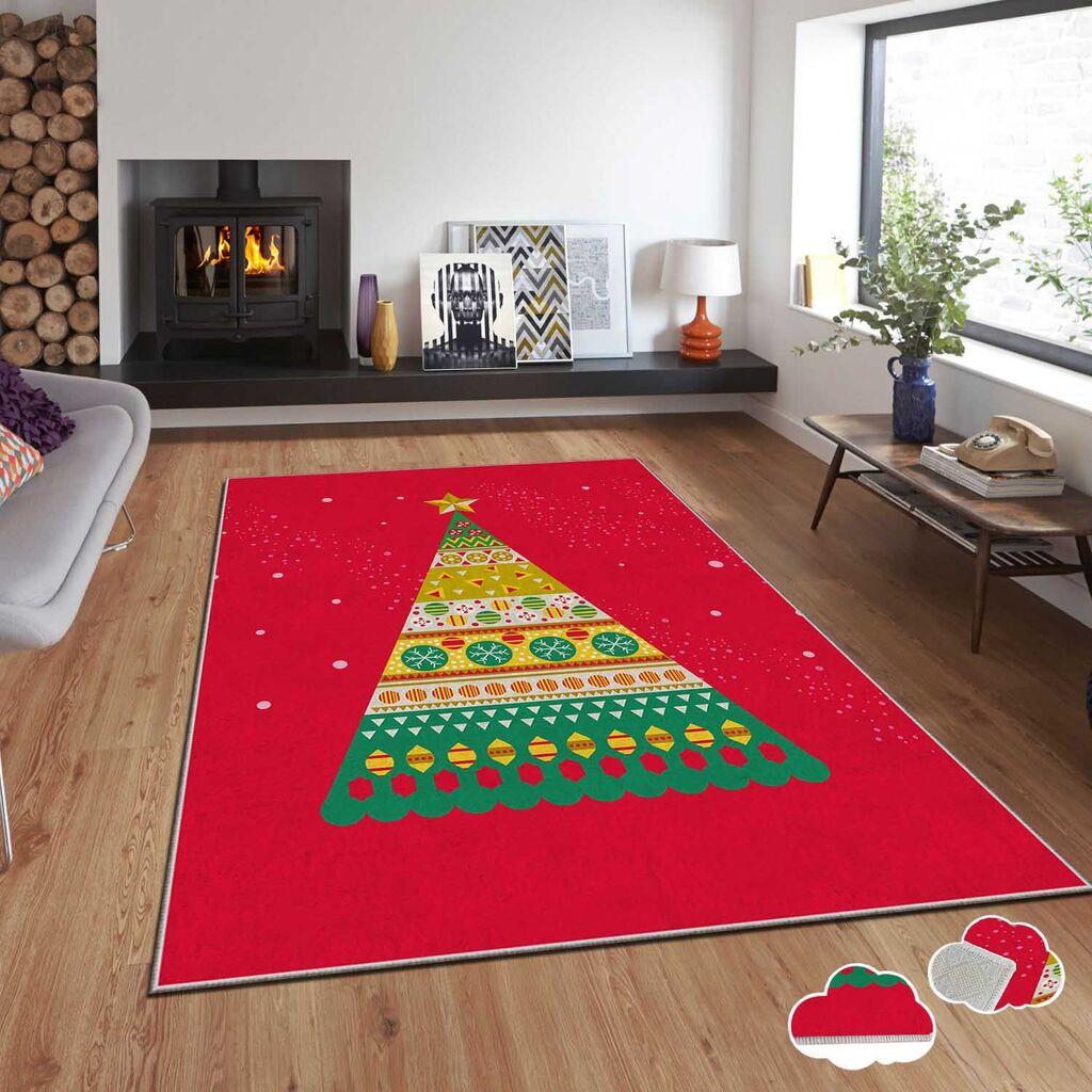 Conceptum Hypnose Tepih sa novogodišnjim motivima Asr-Crpt-86, Pravougaoni, 140 x 220 cm, Crveni