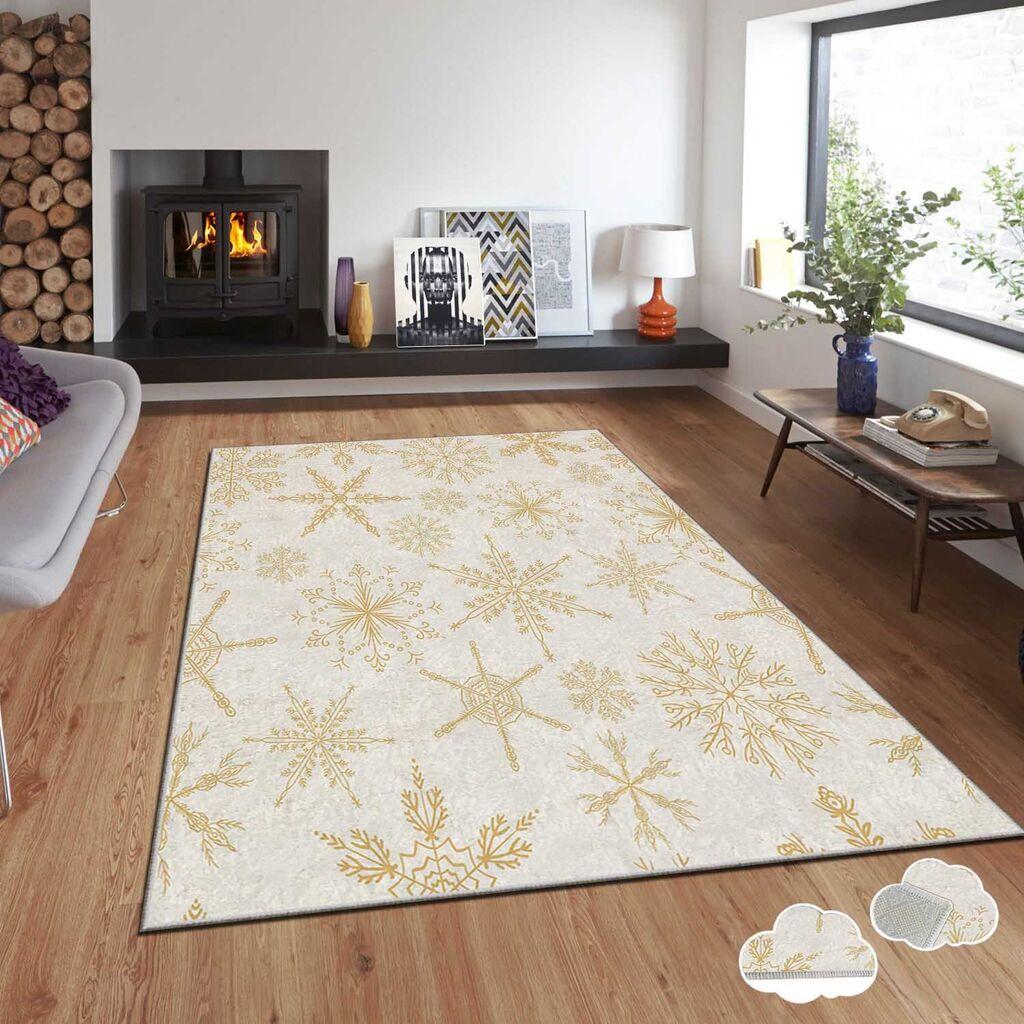 Conceptum Hypnose tepih s novogodišnjim motivima Asr-Crpt-96, Pravougaoni, 100 x 140 cm, Bež