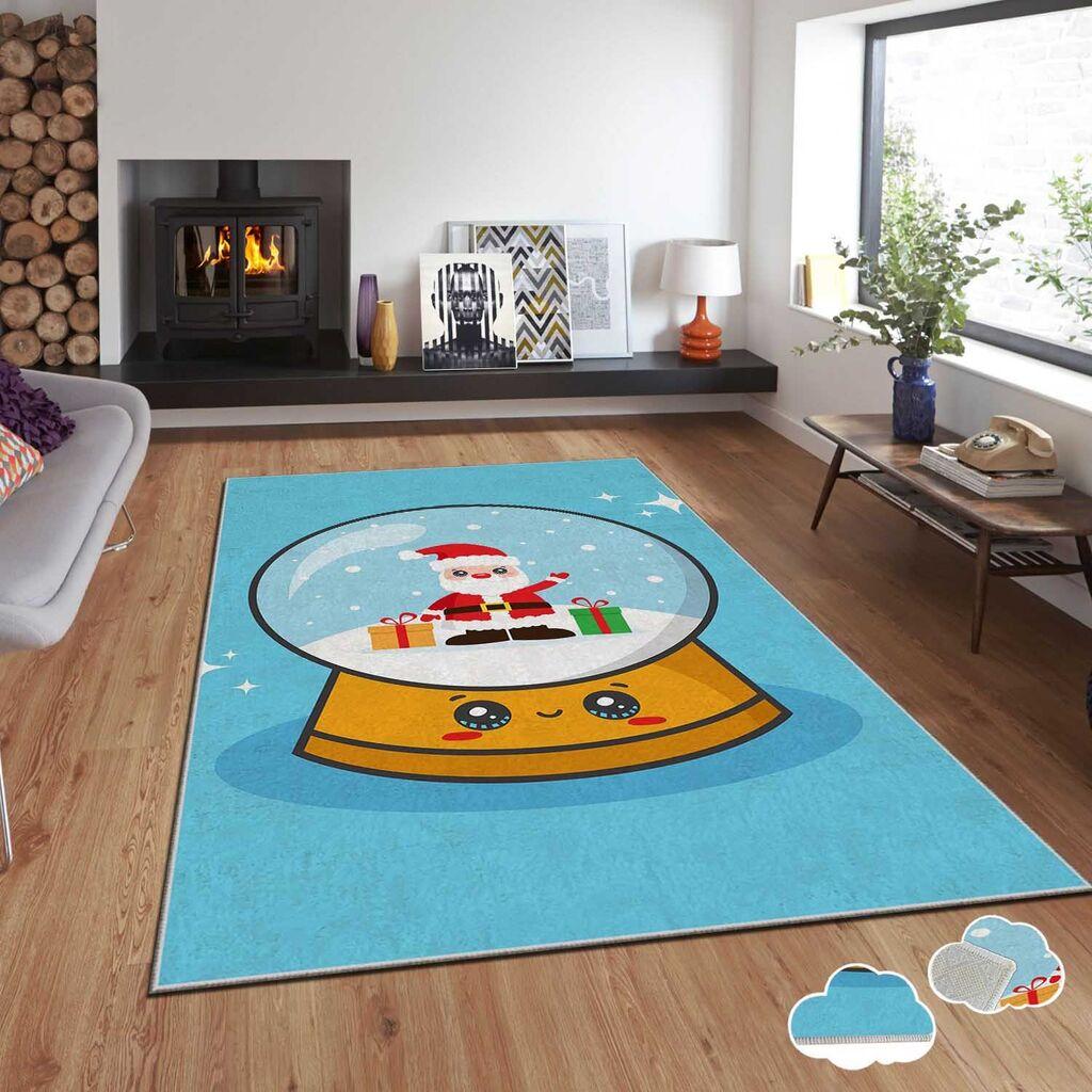 Conceptum Hypnose tepih s novogodišnjim motivima Asr-Crpt-32, pravokutni, 100 x 140 cm, plavi