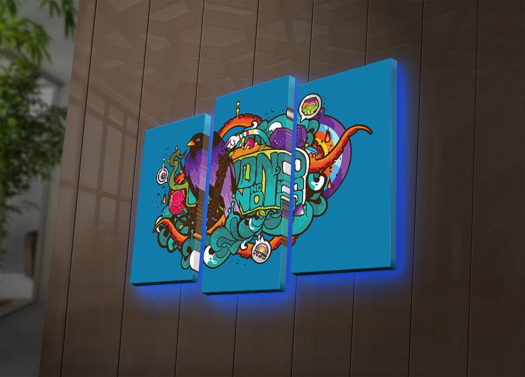 Wallity Set slika sa LED rasvjetom 3PATDACT-25, 3 dijela