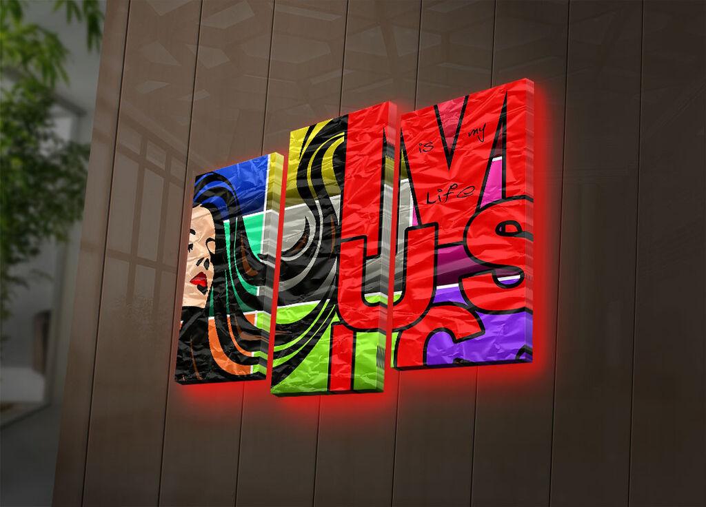 Wallity Set slika sa LED rasvjetom 3PATDACT-30, 3 dijela