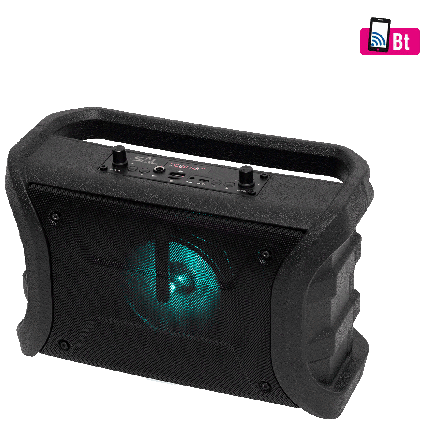 SAL Zvučnik bežični, Bluetooth, MP3, FM, Karaoke, RGB, 8W, Crni