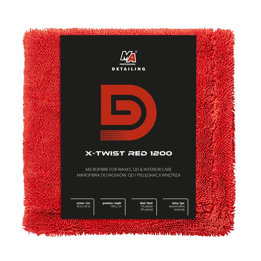 Detailing Krpa mikrofiber X-Twist za nanošenje voska i čišćenje 20-D34, 1200 g/m², 40x40cm, Crvena