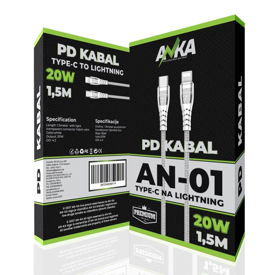 PD Kabal Type-C Lightning AN-01 1,5m Bijeli AN-KA