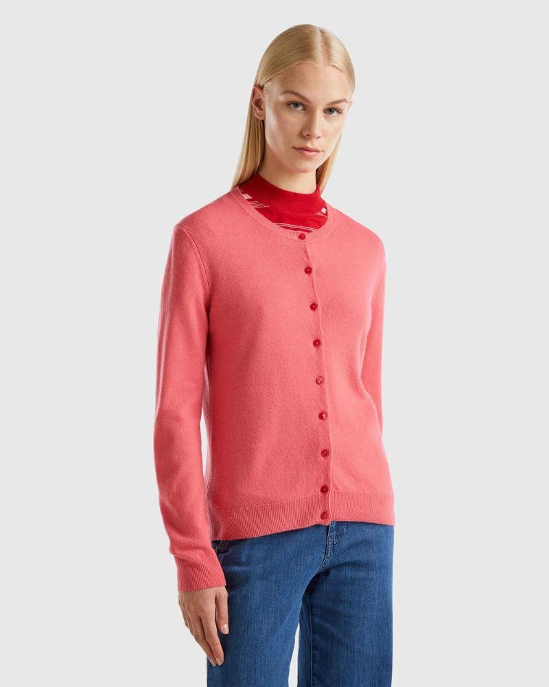 Benetton Ženski kardigan 1002D5485-26E-XL, Rozi