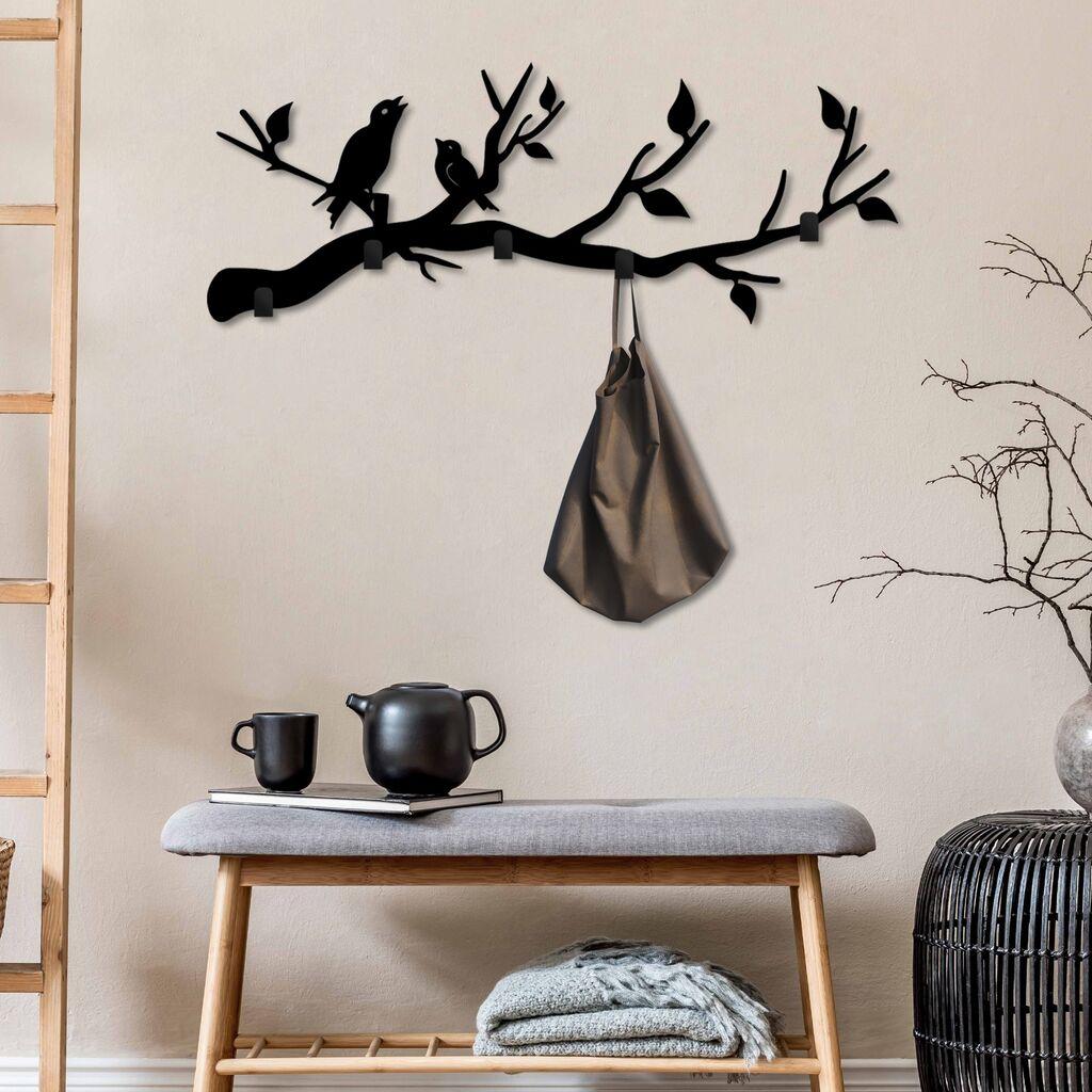 Zidna vješalica Wallity Escaped Birds, 67x27x2cm, crna