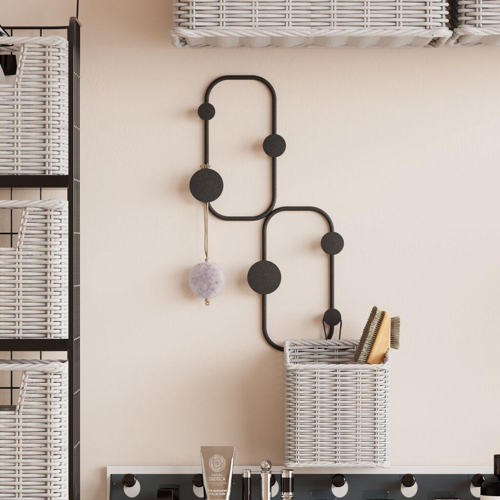 Wallity Zidna vješalica Bubamara, 6 kuka, Crna