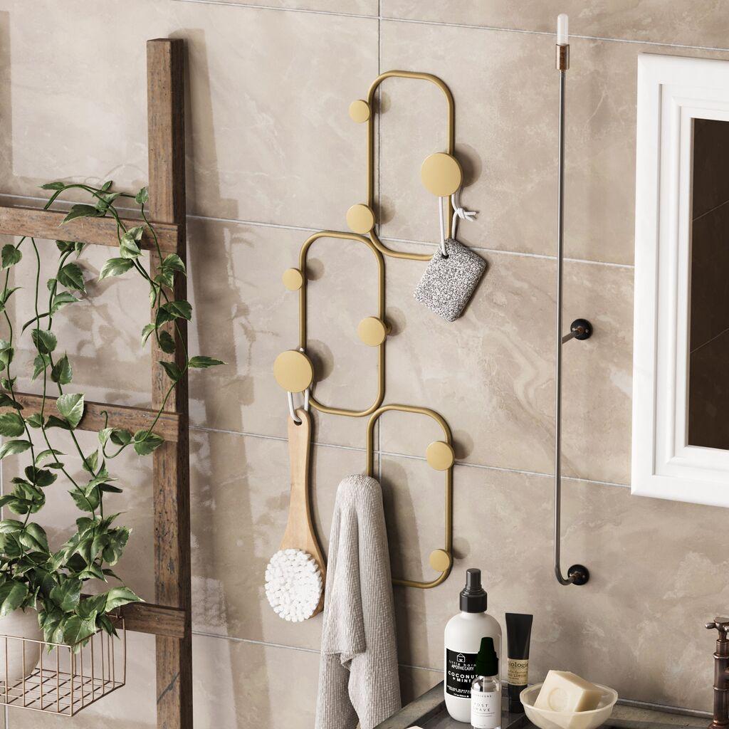 Wallity Zidna vješalica Lizzard, 9 Kukica, Zlatne boje