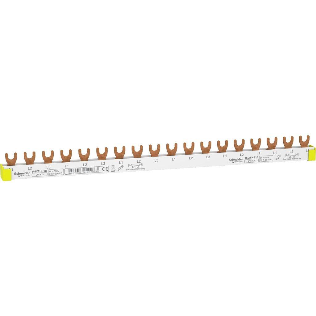 Schneider Electric Viljuškasta izolovana sabirnica R9XFH318, 3P, 18 modula, 320 mm