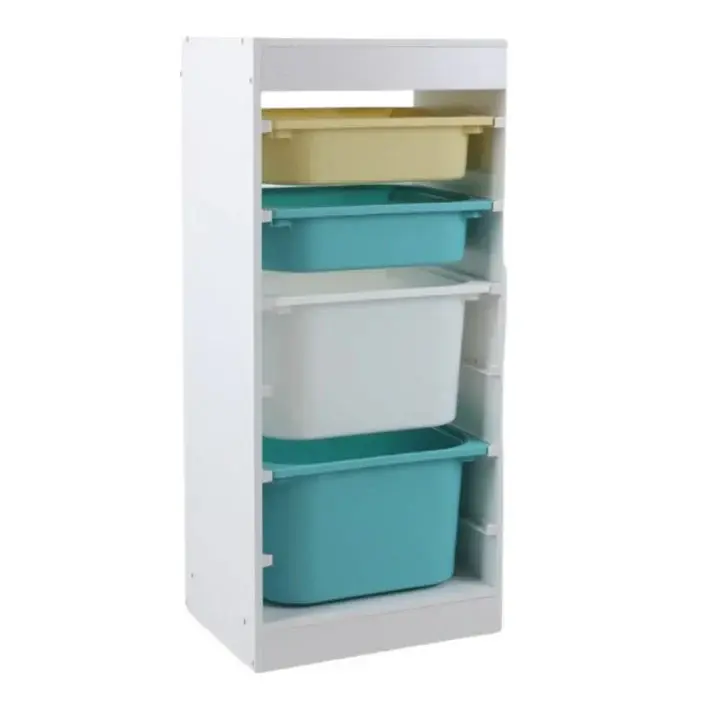 KINDER HOME Polica za igračke sa 4 kutije, bijela
