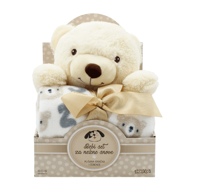 DEXY CO Set plišane igračke med i dekica Slatki snovi za bebe bež