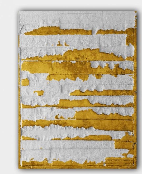 Wallxpert 7008419082_70100 Dekorativna slika, 70x100cm, Bijelo-zlatna