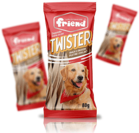 Friend Snacks - Twister, S Okusom Piletine I Divljači, 80 G
