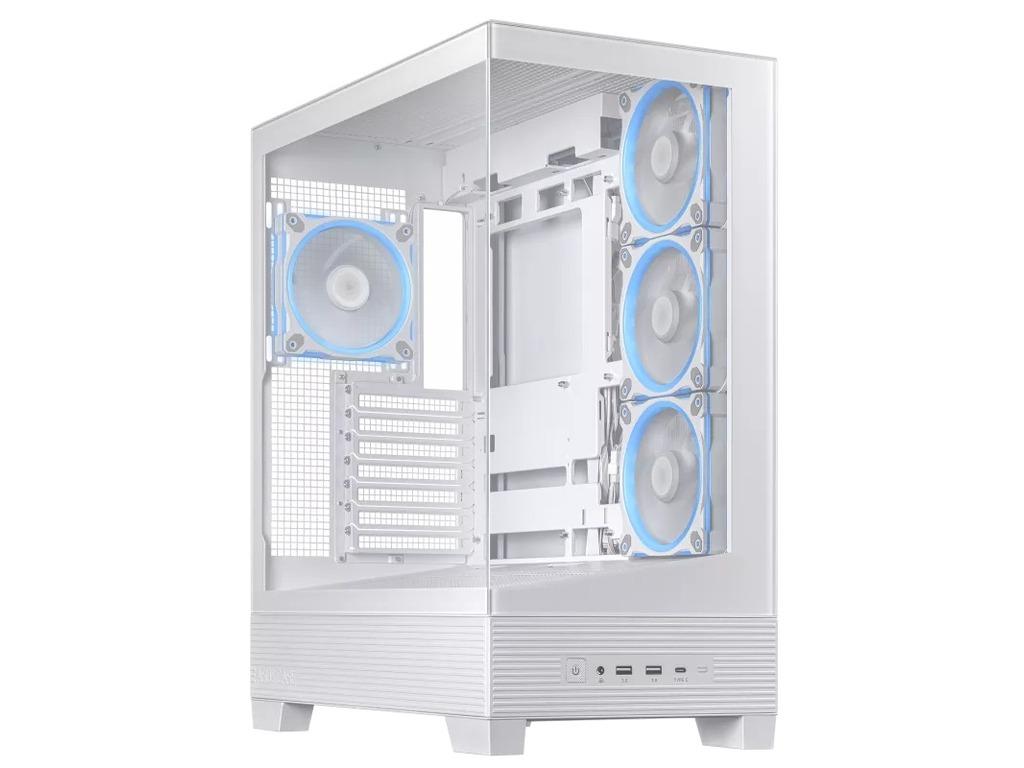 Asus Računarsko kućište A31 Plus TG, ARGB, Mid-tower, ATX, 4x ARGB, 120mm kuleri, Bijelo