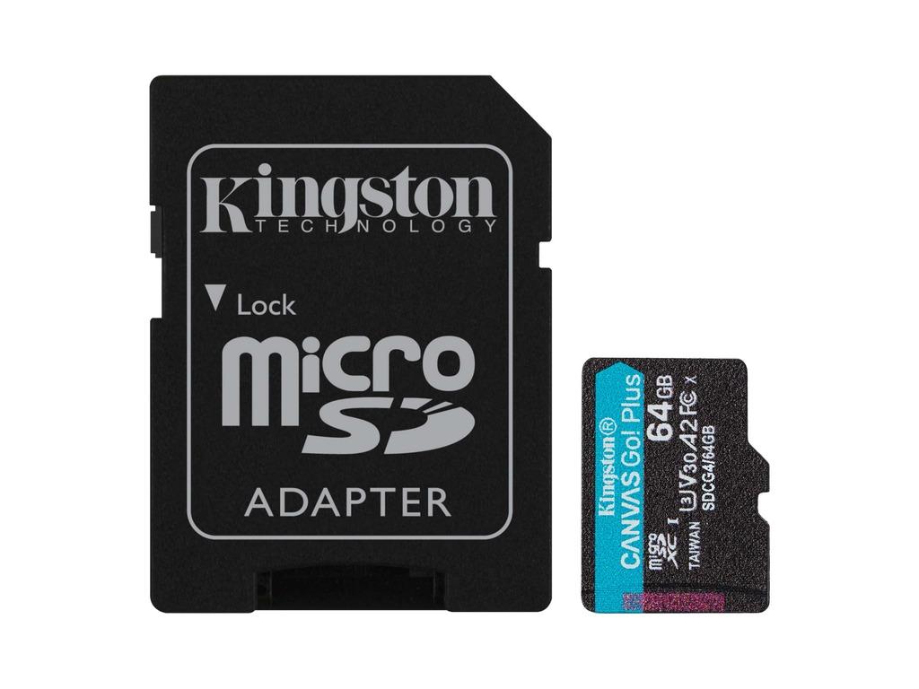 Kingston microSD kartica CanvasGoPlus, 128GB, Gen4, 200MB/s/, 160MB/s, Sa adapterom, Crna