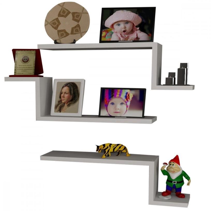 Hanah Home Lowa Zidna polica, 3 dijela, bijela