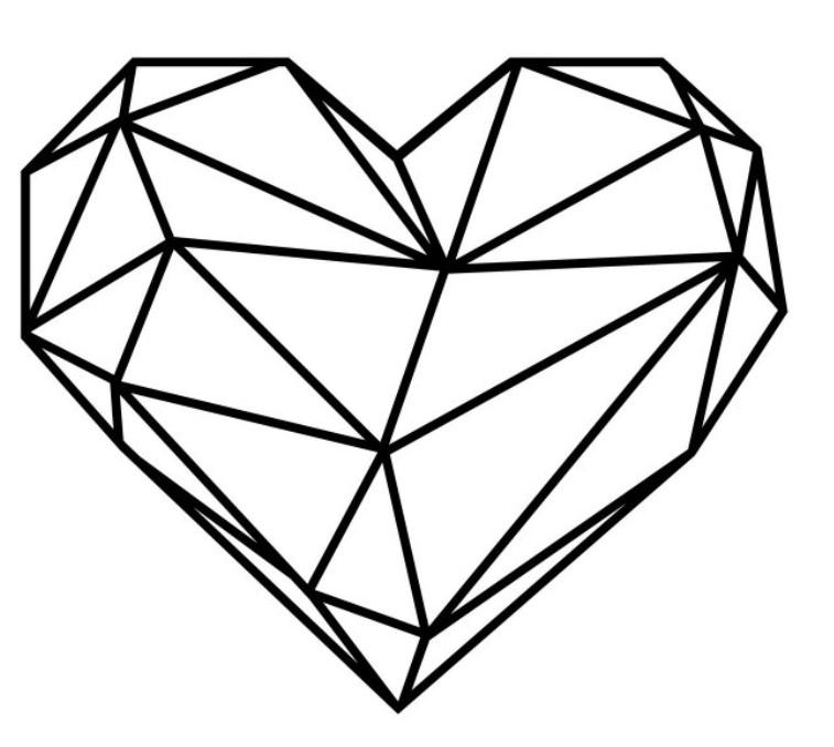 Wallity Zidna dekoracija Srce 1, 47x40cm, Crna