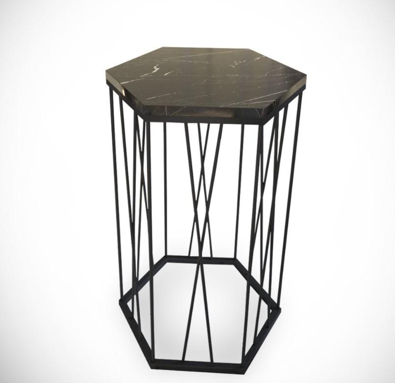 Hanah Home Pomoćni stolić Cetrus mramor, crni