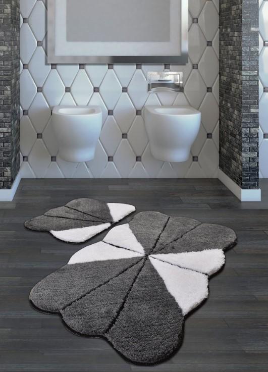 L'essentiel Maison Kupaonski tepih Lessie, 2 komada, sivo-bijeli