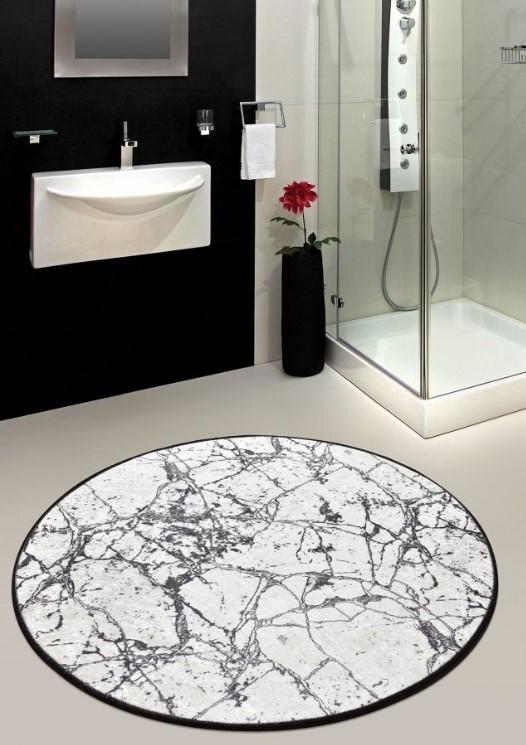 L'essentiel Maison Mermer tepih za kupatilo, 140cm, bijelo-crni