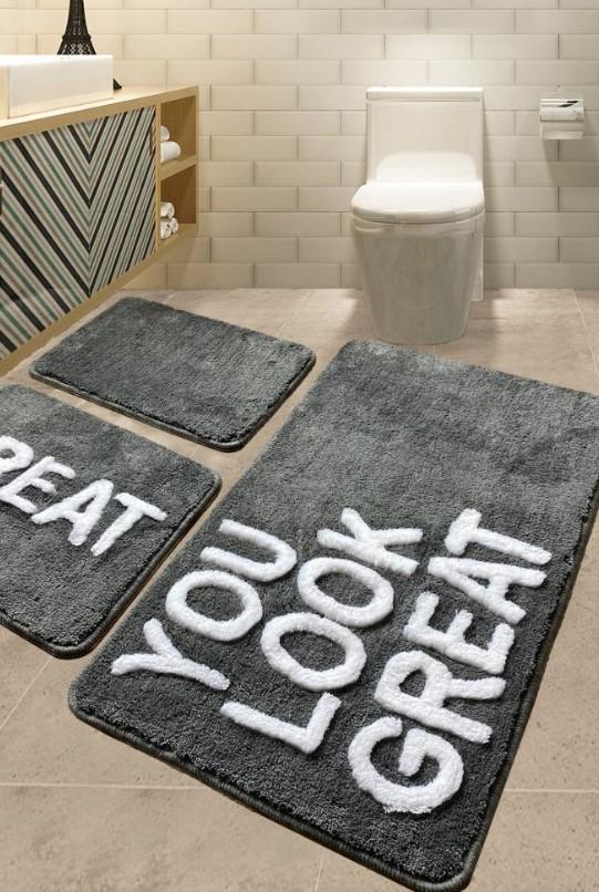L'essentiel Maison Great 1 prostirka za kupatilo, 3 komada, siva