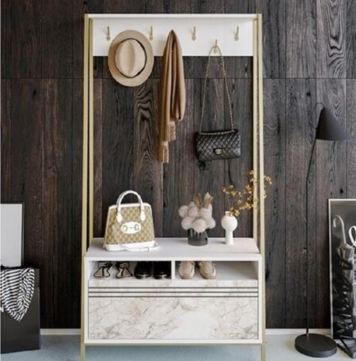 Hanah Home Čiviluk sa policom za cipele Devin, Bijeli