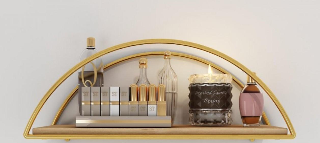 Wallxpert Zidna polica Dekoratif Duvar Rafi 2, zlatno-braon