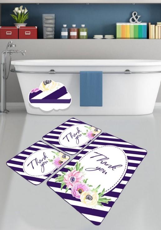 L'essentiel Maison Kupaonska prostirka Thank You, 3 komada, Šarena