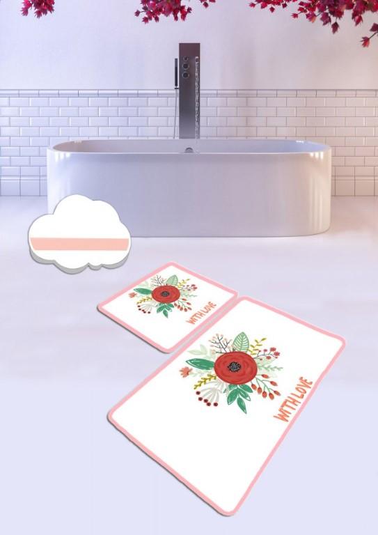 L'essentiel Maison prostirka za kupatilo s ljubavlju, 2 komada, bijela